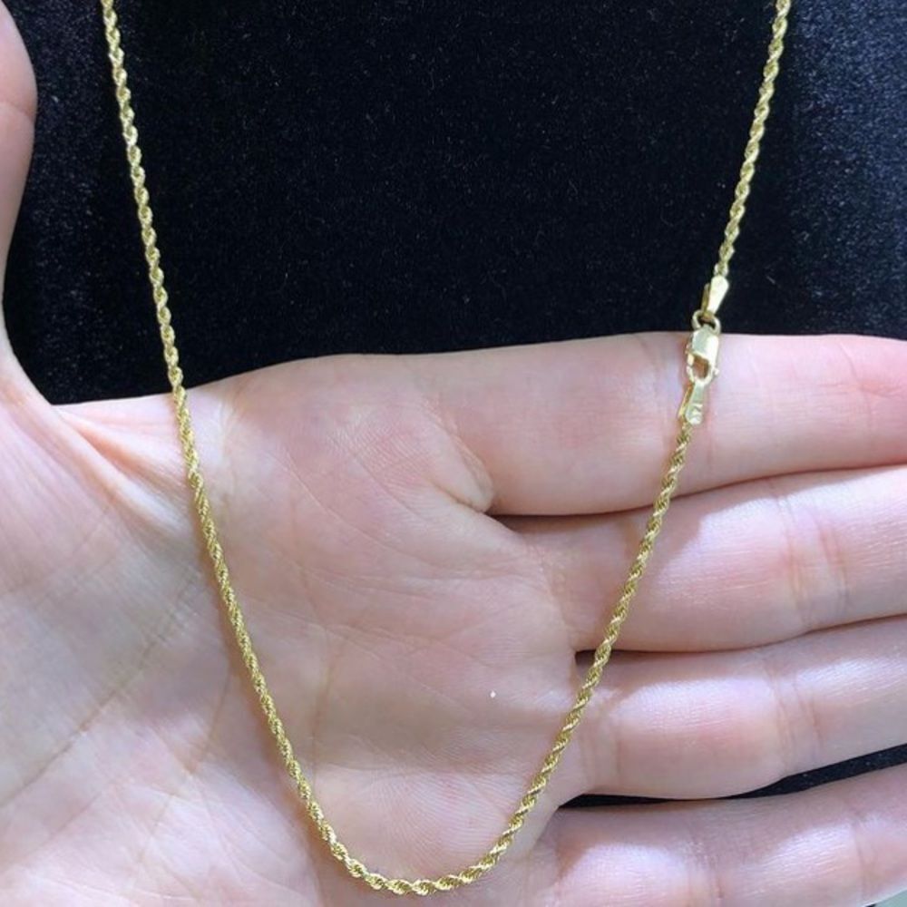 14k Yellow Gold 2.5mm Solid Rope Chain - Picture 4 of 4